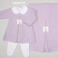 Vestido,  Calça e Manta - Ester - Lavanda com Pérolas e Cristais
