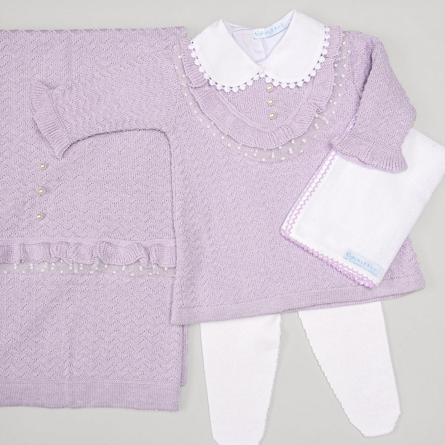 Vestido,  Calça e Manta - Virgínia - Lavanda com Pérolas e Cristais