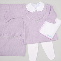 Vestido,  Calça e Manta - Virgínia - Lavanda com Pérolas e Cristais