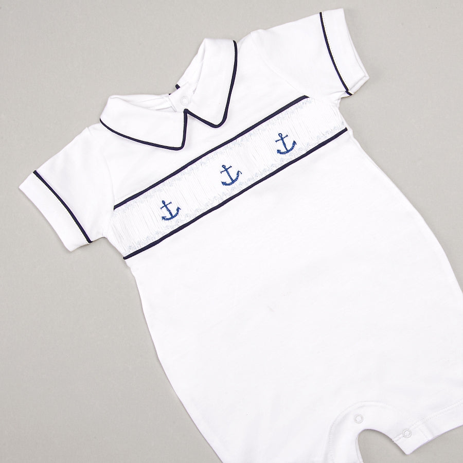 Macacão Curto para Bebê em Algodão Pima - Âncora