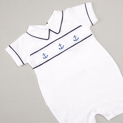 Macacão Curto para Bebê em Algodão Pima - Âncora