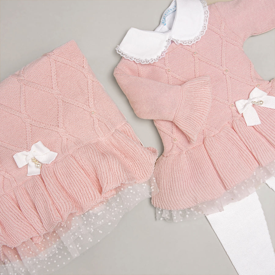 Vestido, Calça e Manta - Alicia - Rosa Pastel com Pérolas Swarovski