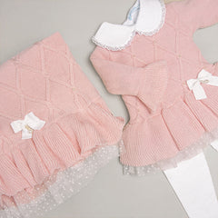 Vestido, Calça e Manta - Alicia - Rosa Pastel com Pérolas Swarovski