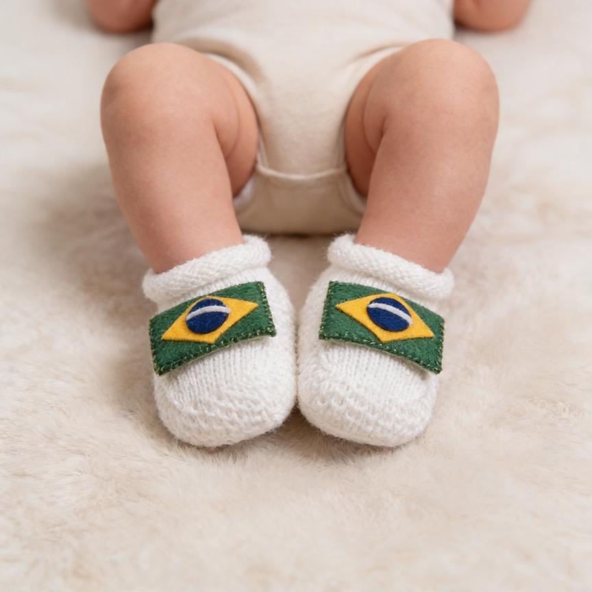 Sapatinho Brasil Tricot Branco