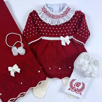 Vestido, Calça e Manta - Casinha - Red com Pérolas e Cristais Swarovski