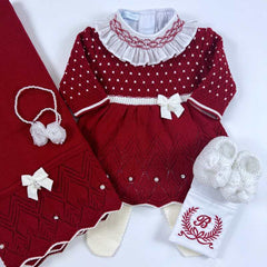 Vestido, Calça e Manta - Casinha - Red com Pérolas e Cristais Swarovski