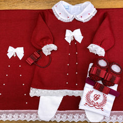 Vestido, Calça e Manta - Rendinha - Red com Pérolas e Cristais Swarovski