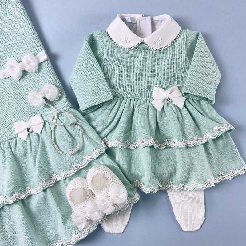 Vestido, Calça e Manta - Saia Dupla - Verdinho com Cristais Swarovski