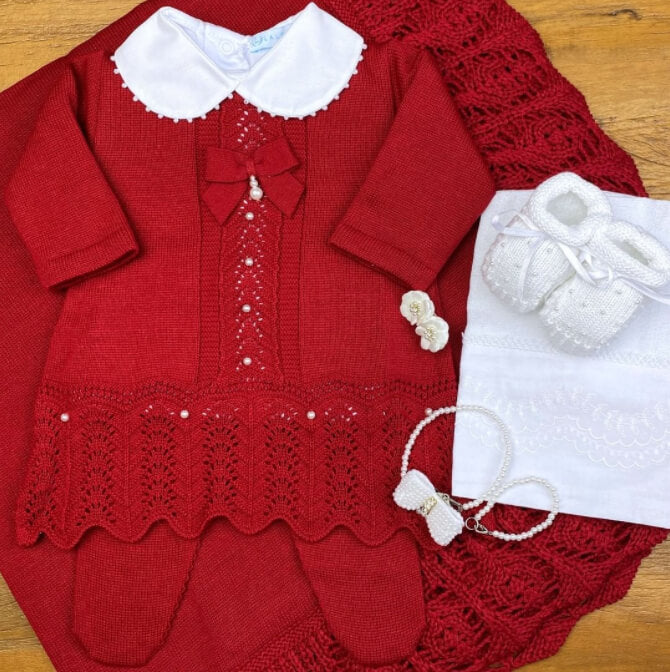 Vestido e Calça - Domitila - Red com Pérolas e Cristais Swarovski
