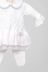 Vestido, Calça e Manta - Alicia - Branco com Pérolas Swarovski
