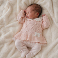 Vestido e Calça Alicia Rosa Pastel com Pérolas Swarovski