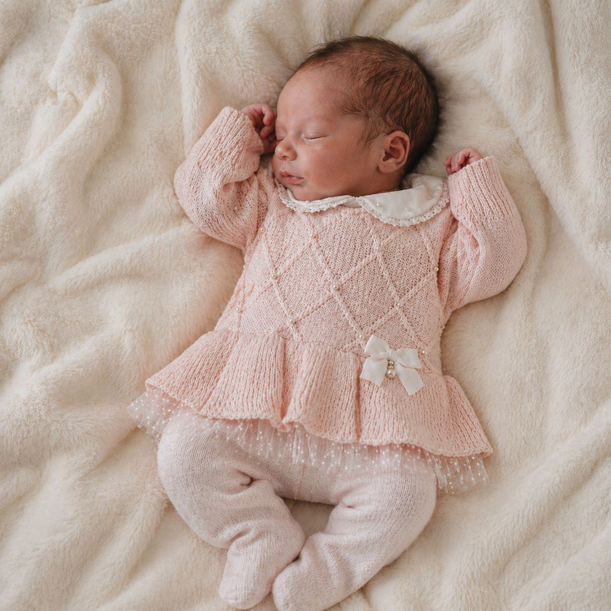 Vestido e Calça Alicia Rosa Pastel com Pérolas Swarovski