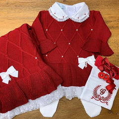 Vestido, Calça e Manta - Alicia - Red com Pérolas Swarovski