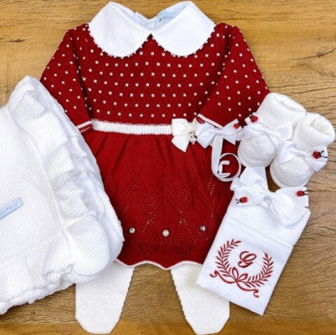 Vestido e Calça - Casinha - Red com Pérolas e Cristais Swarovski