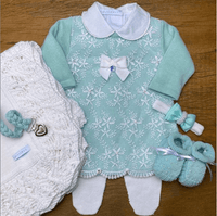 Vestido e Calça- Frozen - Verdinho com Cristais e Pérolas Swarovski
